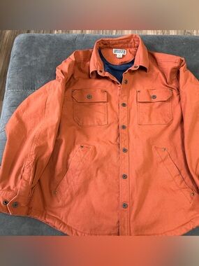 Duluth Trading Co Orange and Navy Canvas-Lined Jacket